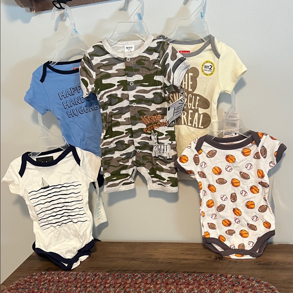 Blue, Green, and White Bodysuit Set